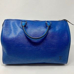 Authentic Louis Vuitton Epi Speedy 30 Toledo Blue